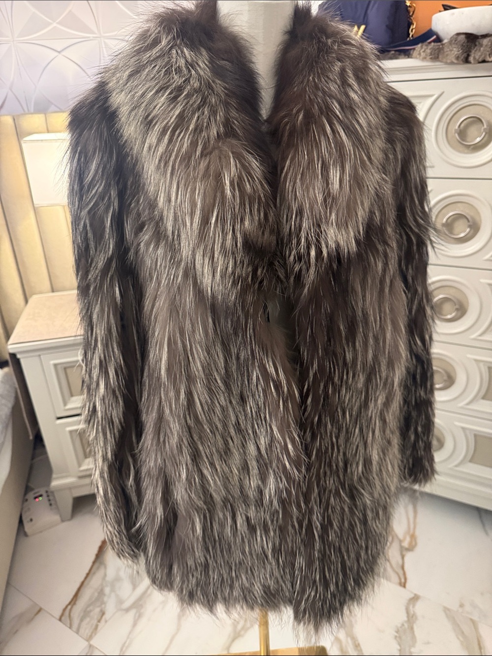 Real silver Fox fur coat small